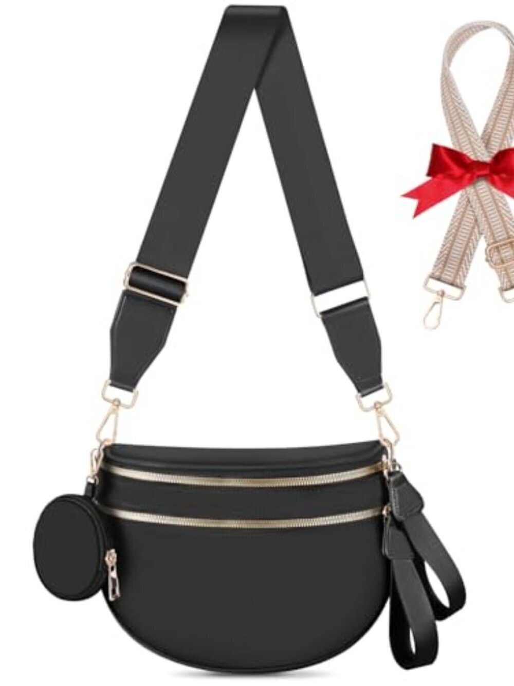 🆕 Bum Bags for Women Checkered Crossbody Bag with Removable Wallets Large Nylon
